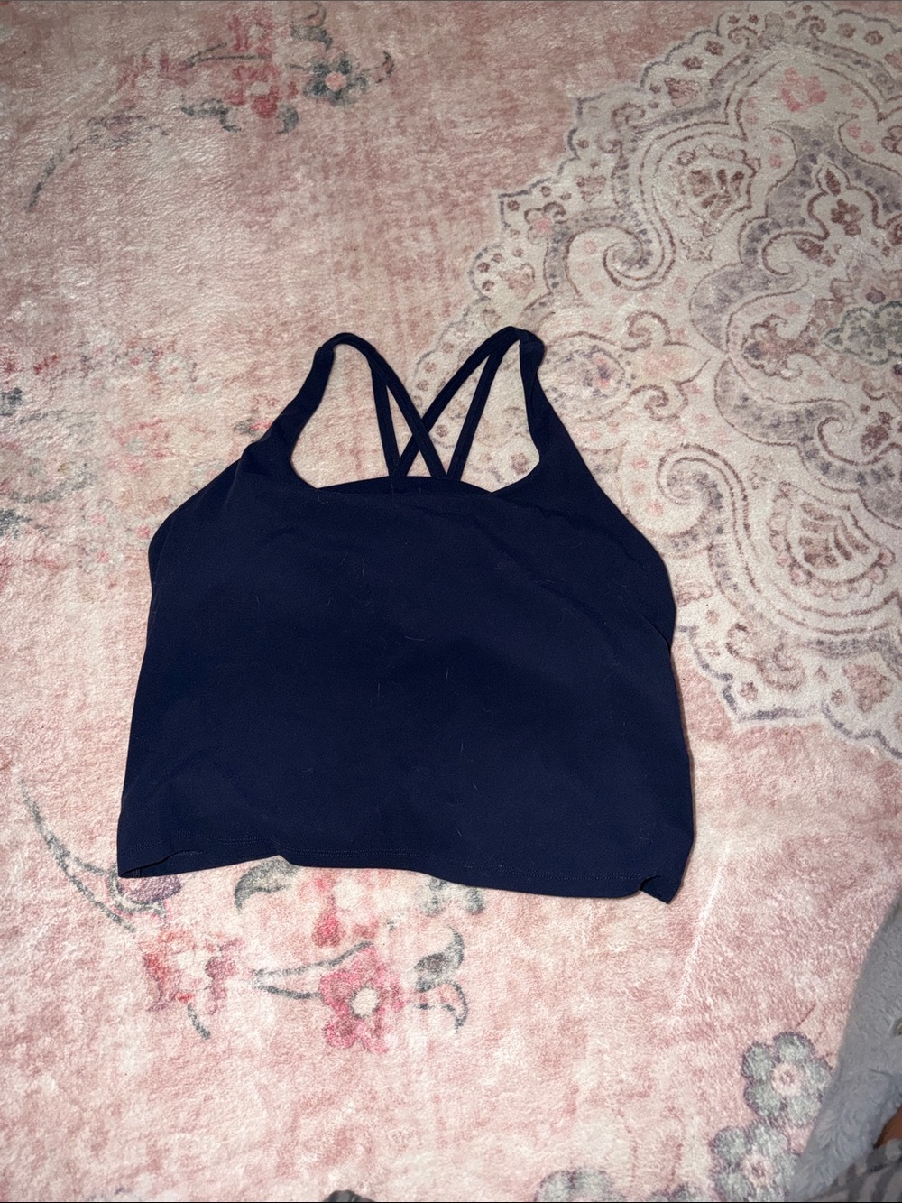 Navy Double-Strap Crop Tank Top